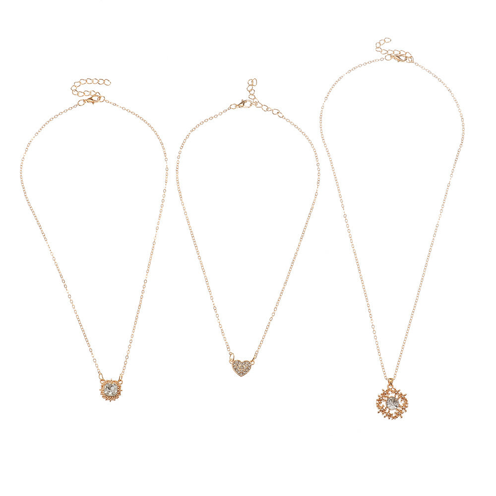 Wholesale Three-piece Diamond Butterfly Women's Necklace Metal